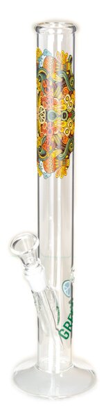 Greenline Glasbong 14,5er - grade mit Peace/Blumen Motiv - H 35 cm D 33 mm