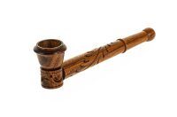 Holzpurpfeife - Rose - geschnitzt - L 12 cm - Holzfarben