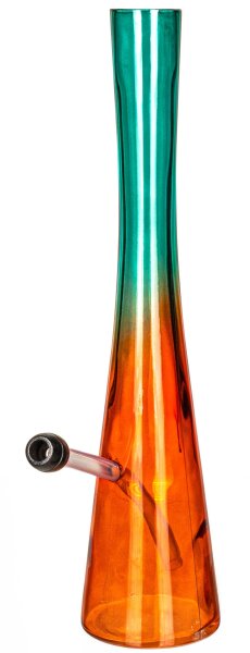 Hollandbong ohne Kickloch - Türkis/Orange - mit Schlauch - H 40 cm