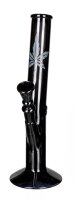 Black Artline Glasbong 14,5er - Zylinder Hanfblatt - H 26 cm D 32 mm - Schwarz