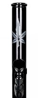 Black Artline Glasbong 14,5er - Zylinder Hanfblatt - H 26 cm D 32 mm - Schwarz