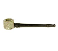 Holzpfeife mit Steinkopf rund - L 13 cm