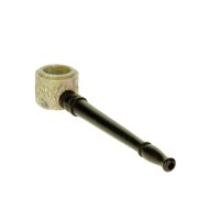 Holzpfeife mit Steinkopf rund - L 13 cm