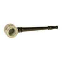 Holzpfeife mit Steinkopf rund - L 13 cm