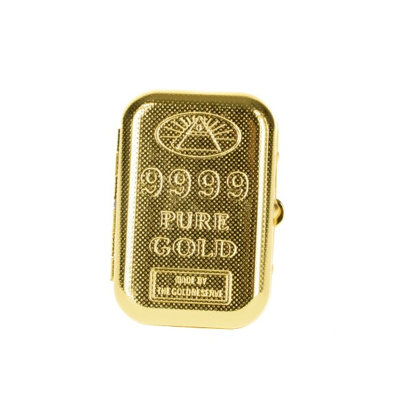 Taschenaschenbecher - Goldbarren - mit Gluttöter & Halter - 5,5x4,5x2 cm