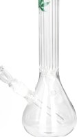 Amsterdam Glasbong 14,5er - mit Bauch, ohne Standfuß,mit Hanfblatt - H 39 cm D 40 mm - ICE