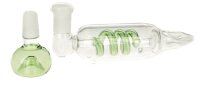 Glaspfeife mit Spirale innenliegend und Steckkopf - L 13 cm NS 14,5er - grün