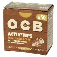 OCB Activ Tips - Aktivkohlefilter 7 mm - Unbleached - 50er