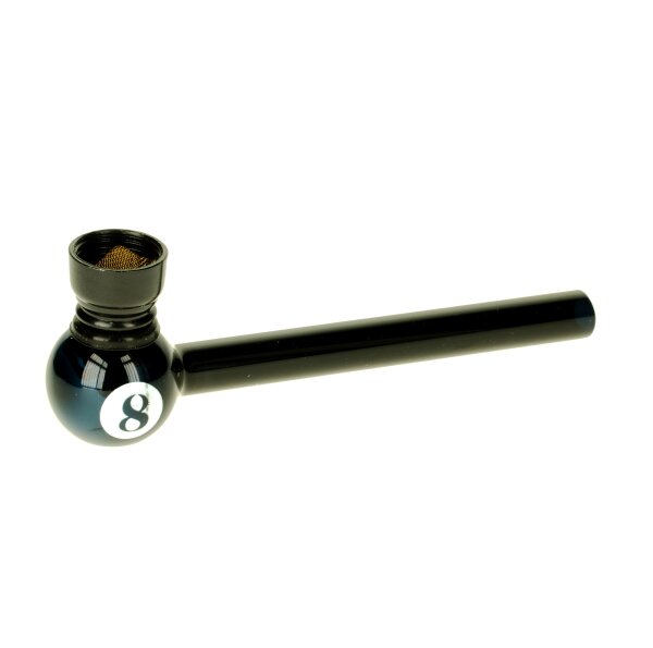 Glaspfeife Öl-Pfeife mit Steckkopf "8-Ball" L 12 cm - Schwarz