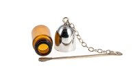 Pulverflasche Dunkel mit Löffel Außen - Silber - Klein