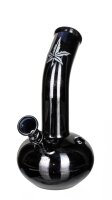 Black Artline Glasbong 14,5er - Bouncer Hanfblatt - H 22 cm D 40 mm WS 3 mm - Schwarz