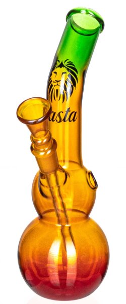 Glasbong Rasta Doppelbauch 14,5er H 22 cm D 28 mm