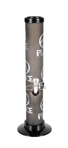 Acrylbong "Peace" dunkel Grau mit Peace-Symbol H 32,5 cm D 5,0 cm