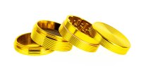 Metallgrinder "Ripped" Pollinator/Sieb D 50 mm Farbe Gold