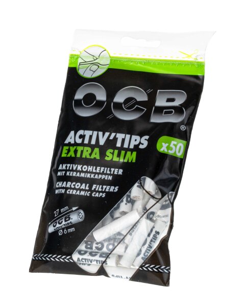 OCB Activ Tips SLIM - Aktivkohlefilter 6 mm - 50er