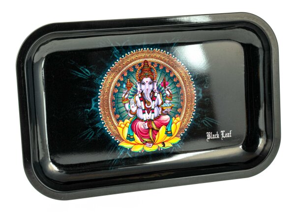 Black Leaf Rolling Tray "Ganesha" 27,5x17,5x2,5 cm - Small