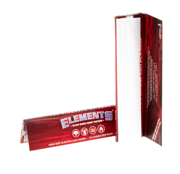 Elements Red Slow Burn - King Size Slim -33 Blättchen