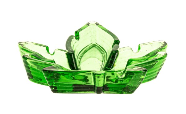 Glas-Aschenbecher "Hanfblatt" 12,5x10,5x2 cm - Grün