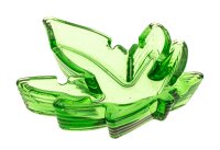 Glas-Aschenbecher "Hanfblatt" 12,5x10,5x2 cm - Grün