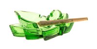 Glas-Aschenbecher "Hanfblatt" 12,5x10,5x2 cm - Grün