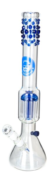 Heisenberg Glasbong 18,8er - Beaker Bubble Blue - H 50 cm D 50 mm WS 5 mm 12 Arm-Baumpercolator - Klar/