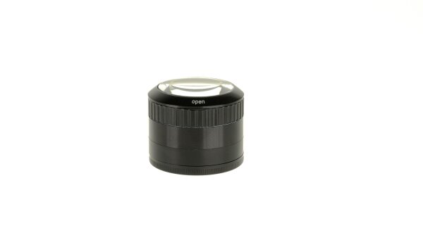 Champ High - Pollinatorgrinder 4tlg - mit Lupe Im Deckel - D 50 mm - Schwarz