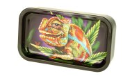 V Syndicate - Metalldose mit Rolling Tray im Deckel Mini - 122x70x30 mm - Chameleon - Schwarz