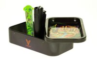 V Syndicate - Metalldose mit Rolling Tray im Deckel Mini - 122x70x30 mm - Chameleon - Schwarz