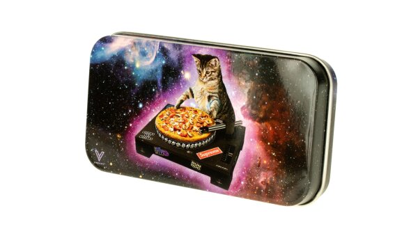Metalldose - DJ Cat / Pussy Vinyl - 120x65x20 mm - Bedruckt innen Silber